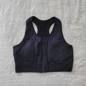 Black Zip-Up Sports Bra